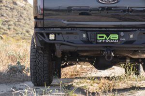 Ford F-150 Rear Bumper - DV8 Offroad - Tube design, Single exhaust models - Micro-texture black powder coat - `21-`26